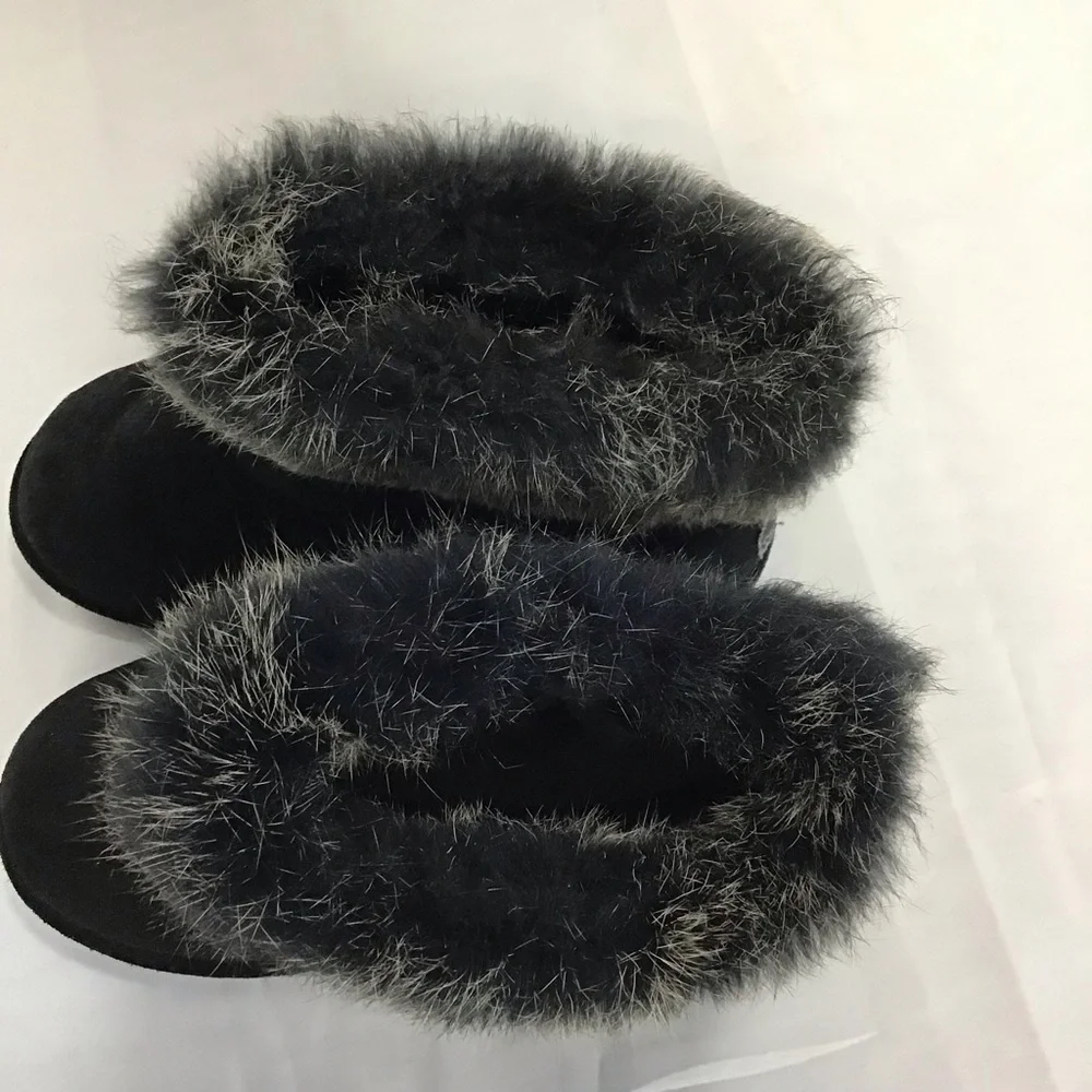 Bearpaw Tigris Black Suede Faux Fur Winter Boots Women’s Size 8